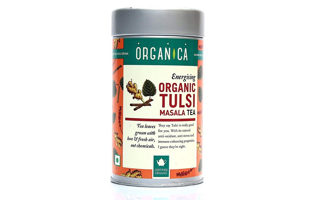 Organica Energising Organic Tulsi Masala Tea   Container  75 grams